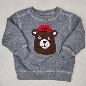 CARTER'S Gray Sweatshirt w/Brown Bear in Red Hat on Front Size 9mo.